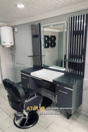 TEKLİ BERBER TEZGAHI KROM DETAYLI