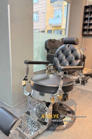 LÜKS LAZER KESİM KROM BERBER KOLTUĞU